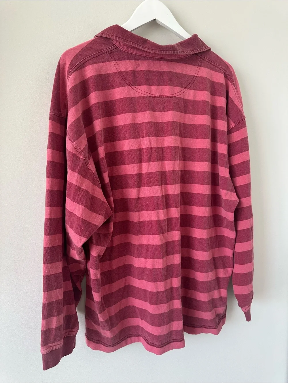 GAP Men’s Vintage Rugby Tee Red Striped Long Sleeve Henley Tshirt Sweater XL VTG
